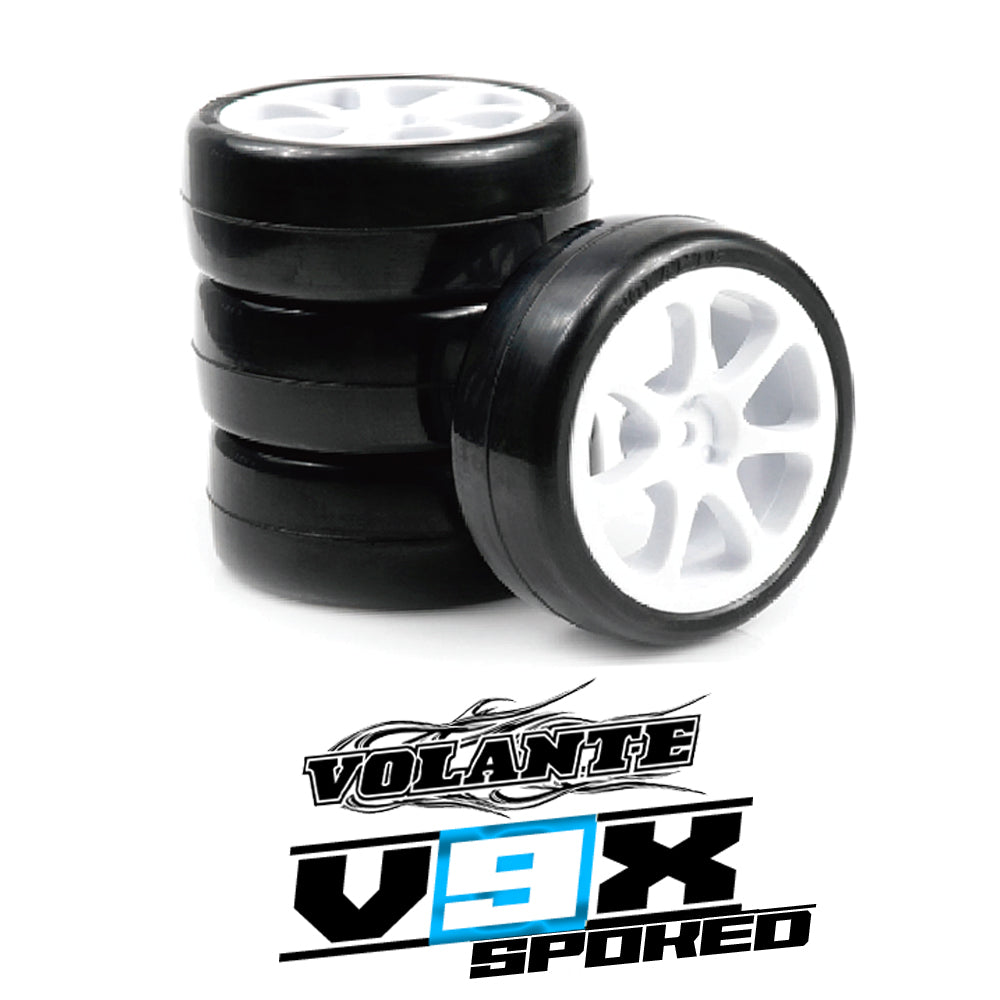 Volante V9X Evolution 36R Premium Pre-Glued Tire Set - Spoked Rim (4 ...